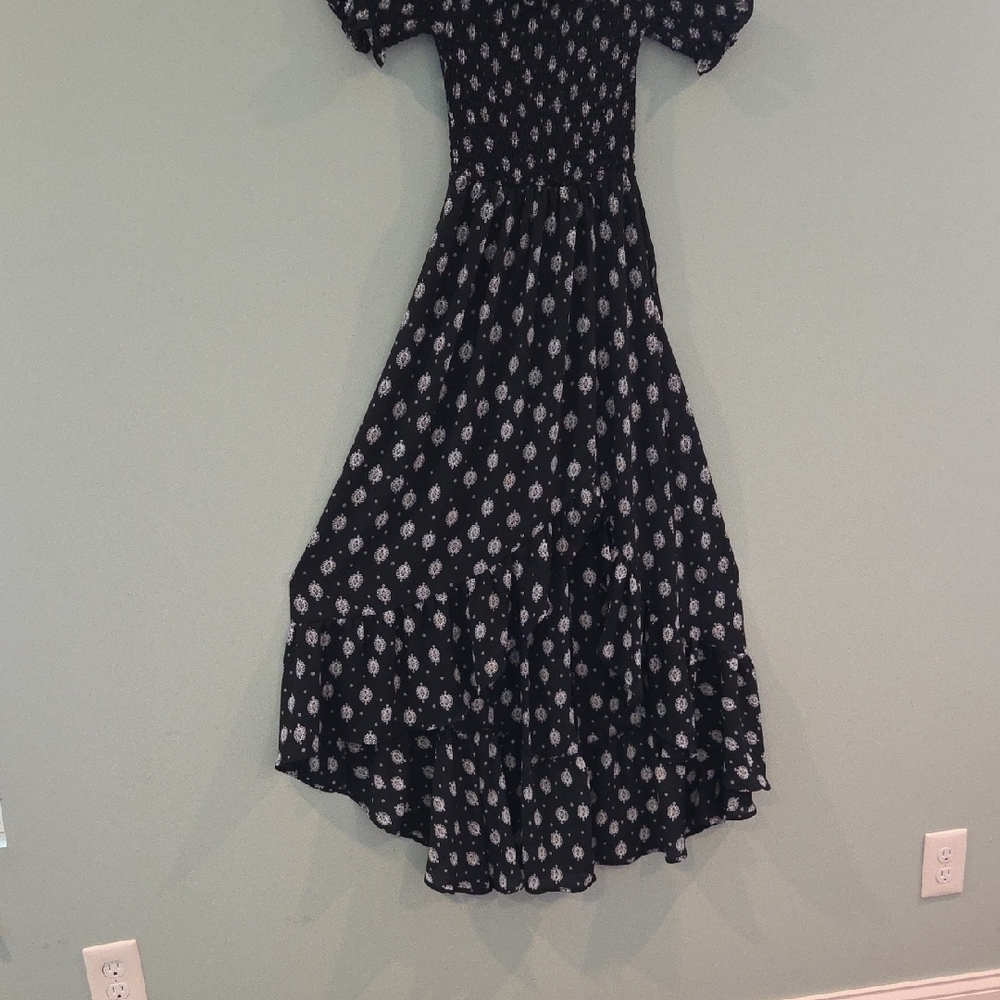 Blue Rain High Low Dress Black With White  Ruffled Tiered Junior Size Medium - Picture 6 of 13